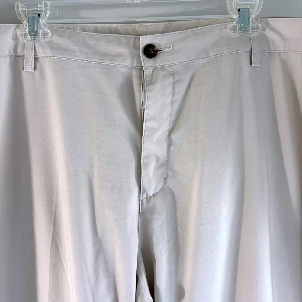 Adidas Mens Climalite GolfCore Pants Beige‎ Tan Flat Front Chino Trousers 42x32